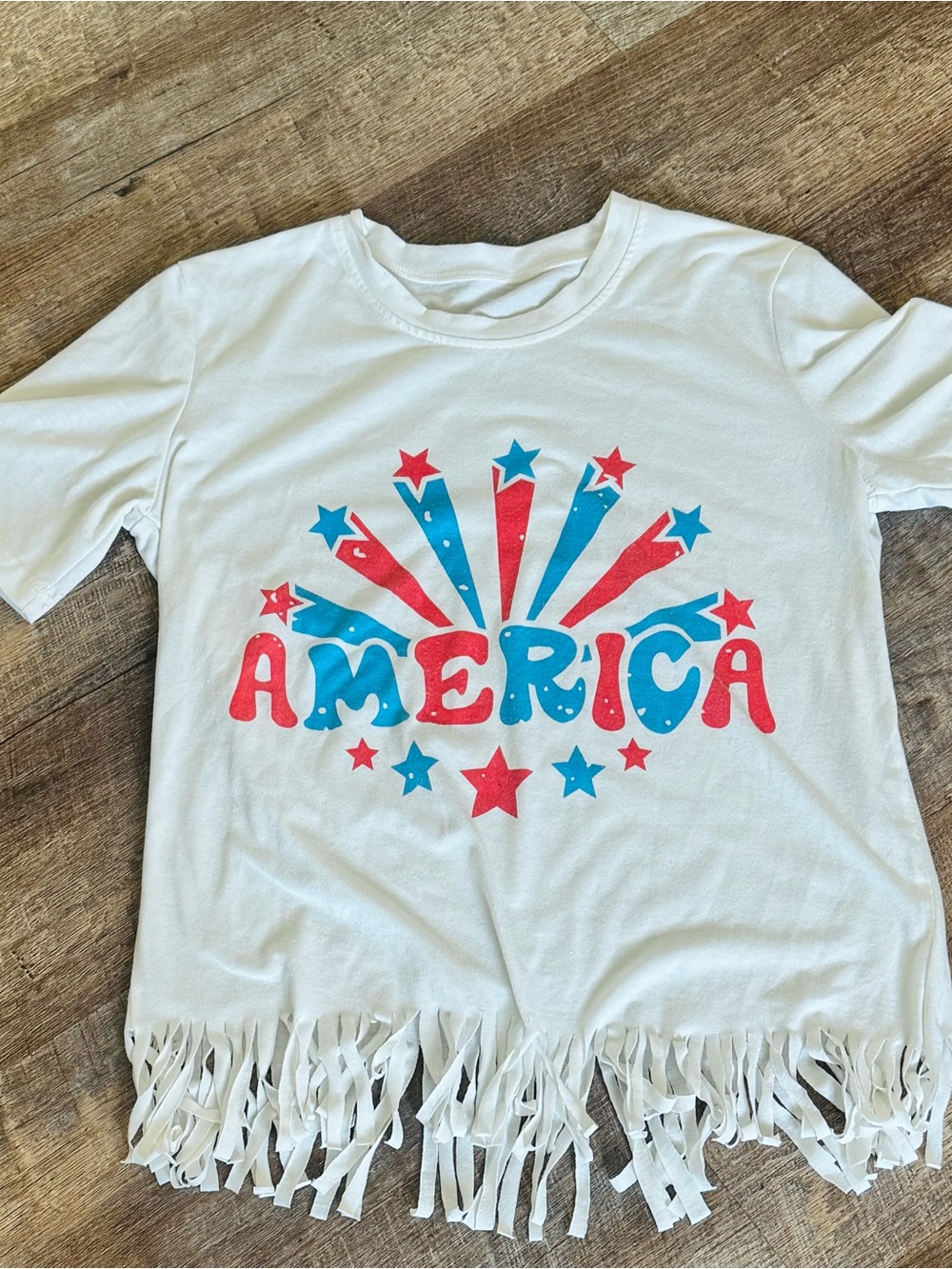 America' Fringe Tee in Red & Blue